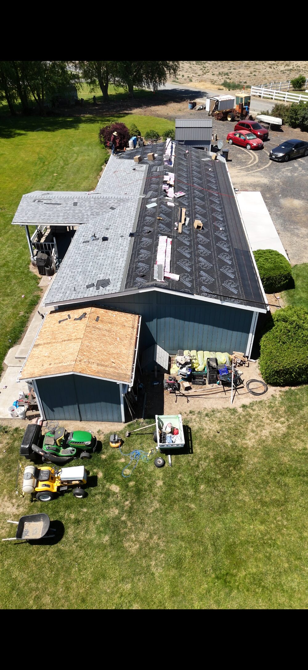 Roof mid-project with underlayment and new decking